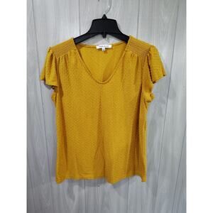 Women's Rose Plus Olive Swiss Dot Casual Top Size L Boho Outdoors Comfort Beach